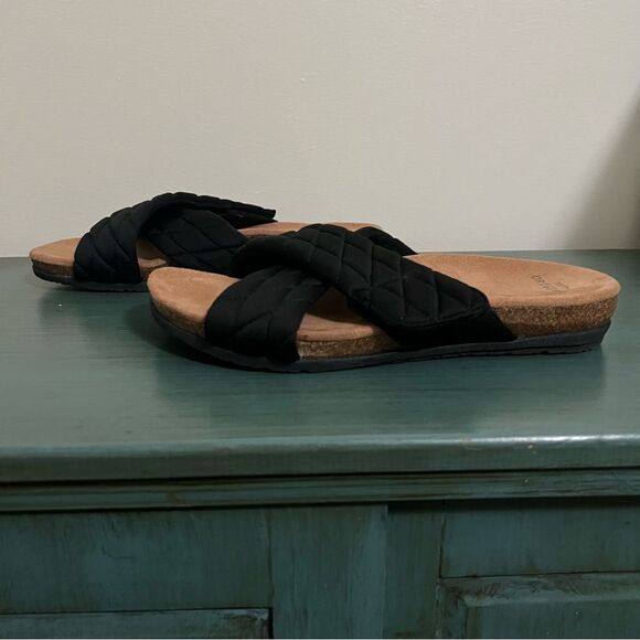 Earth Origins Black Quilted Slide Sandals - Size 9 - Picture 1 of 7